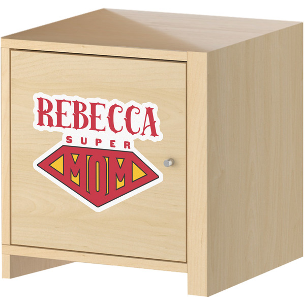 Super Mom Wall Graphic on Wooden Cabinet