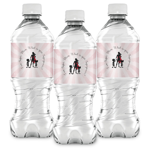 Super Mom Water Bottle Labels - Front View