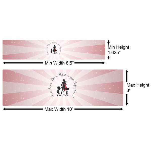 Super Mom Water Bottle Labels w/ Dimensions