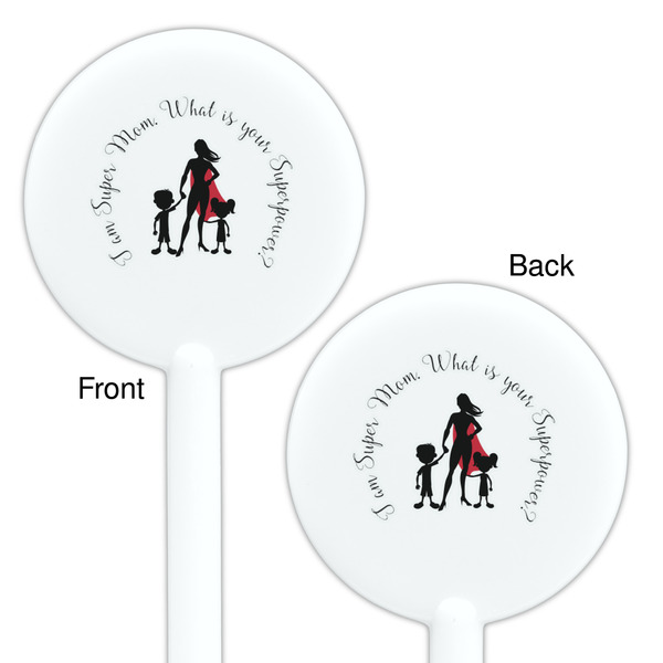 Super Mom White Plastic 5.5" Stir Stick - Double Sided - Round - Front & Back