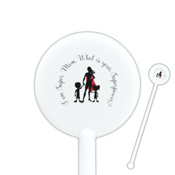 Super Mom 5.5" Round Plastic Stir Sticks - White - Single Sided