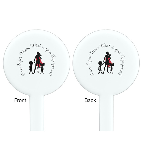 Super Mom White Plastic 7" Stir Stick - Double Sided - Round - Front & Back