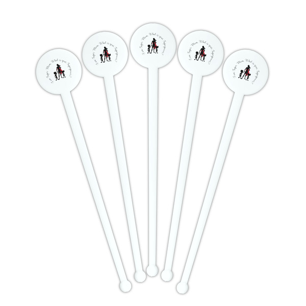 Super Mom White Plastic 7" Stir Stick - Round - Fan View