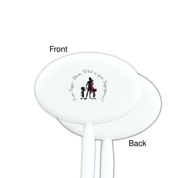 Super Mom White Plastic 7" Stir Stick - Single Sided - Oval - Front & Back