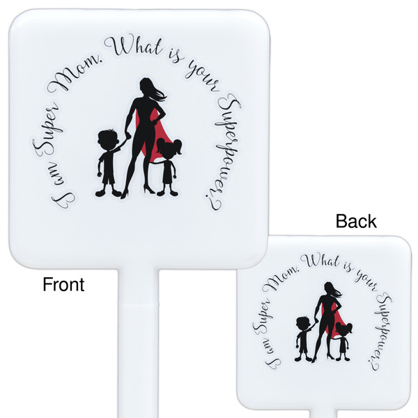 Super Mom White Plastic Stir Stick - Double Sided - Approval