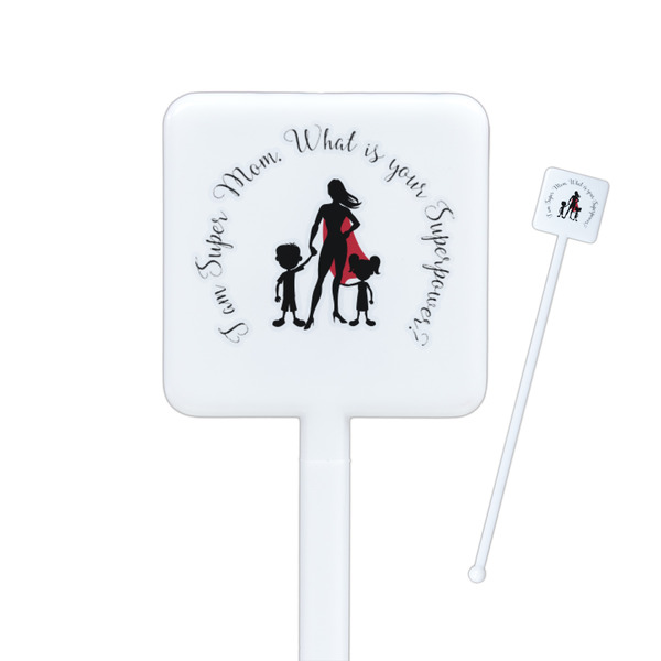 Custom Super Mom Square Plastic Stir Sticks