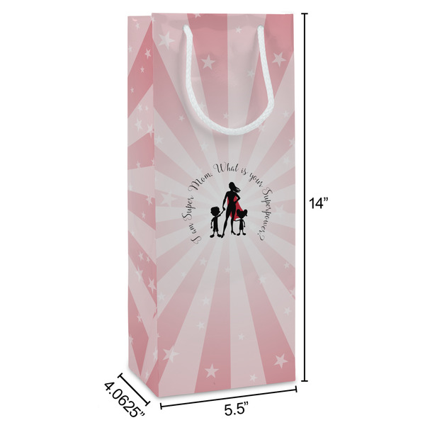 Super Mom Wine Gift Bag - Dimensions