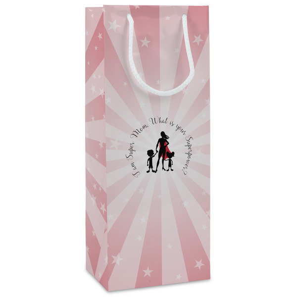 Custom Super Mom Wine Gift Bags - Gloss