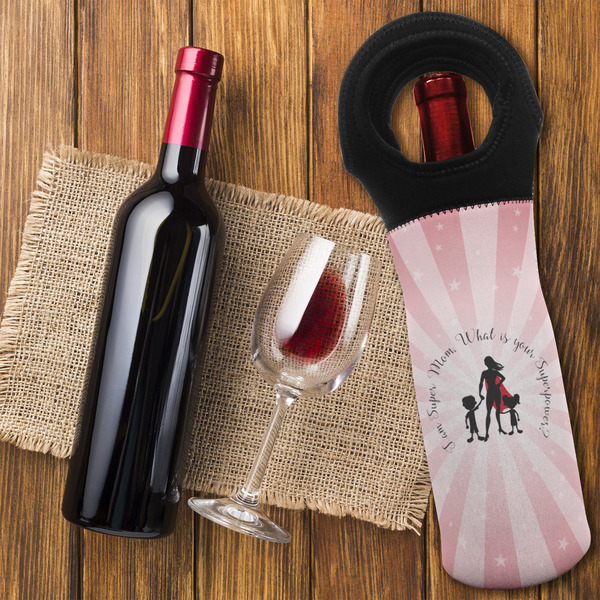 Super Mom Wine Tote Bag - FLATLAY