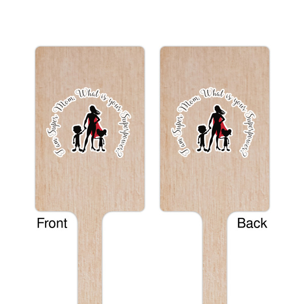 Super Mom Wooden 6.25" Stir Stick - Rectangular - Double Sided - Front & Back