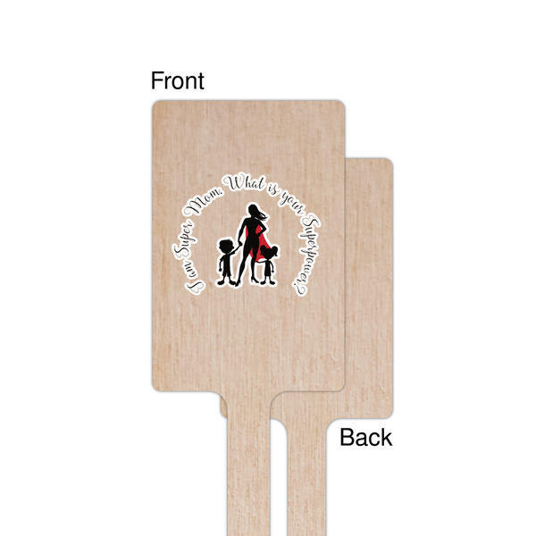 Super Mom Wooden 6.25" Stir Stick - Rectangular - Single - Front & Back