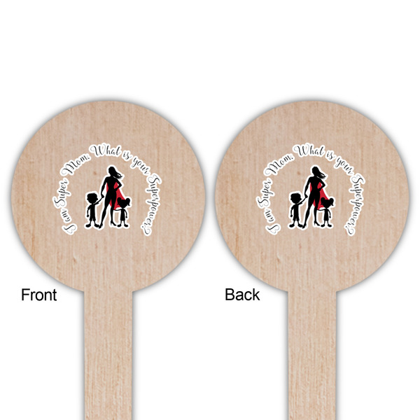 Super Mom Wooden 6" Food Pick - Round - Double Sided - Front & Back