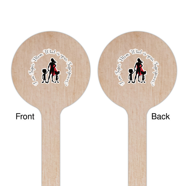 Super Mom Wooden 7.5" Stir Stick - Round - Double Sided - Front & Back