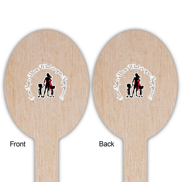 Super Mom Wooden Food Pick - Oval - Double Sided - Front & Back