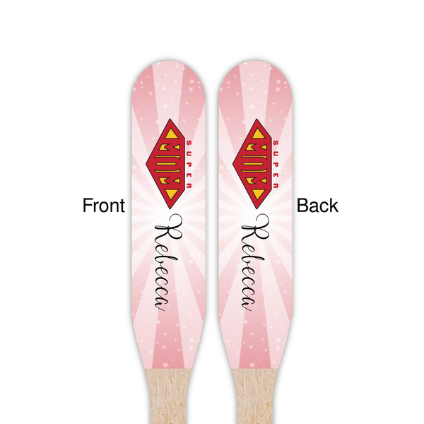Super Mom Wooden Food Pick - Paddle - Double Sided - Front & Back