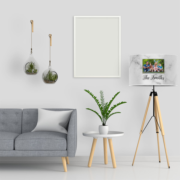 Family Photo and Name 12" Drum Lampshade - LIFESTYLE