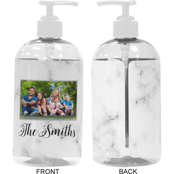 Family Photo and Name 16 oz Plastic Liquid Dispenser - Approval - White