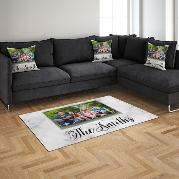 Family Photo and Name 4'x6' Indoor Area Rugs - IN CONTEXT