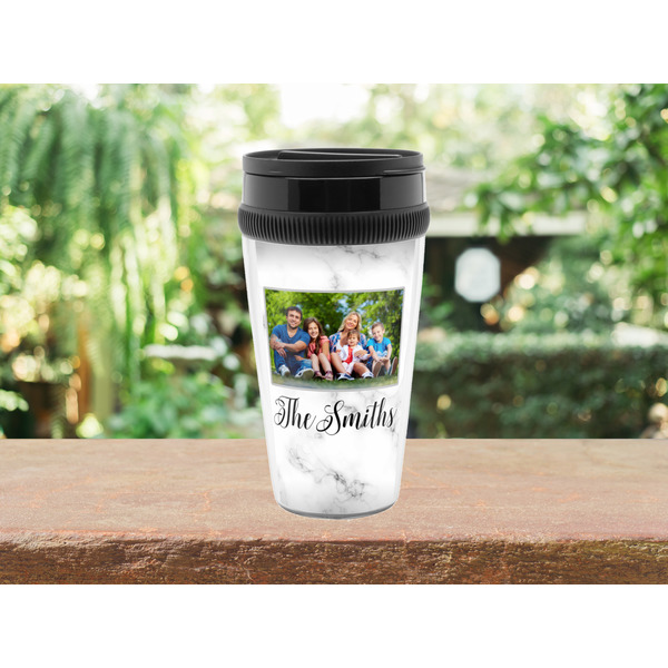 Family Photo and Name Acrylic Travel Mug - Without Handle - Lifestyle