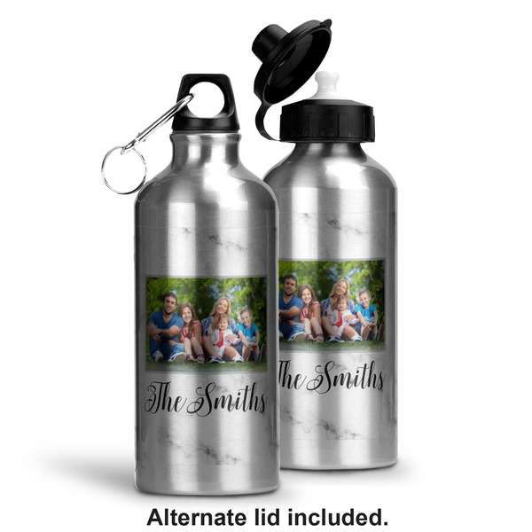 Family Photo and Name Aluminum Water Bottle - Alternate lid options