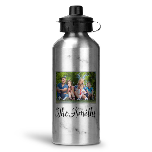 Custom Family Photo and Name Water Bottle - Aluminum - 20 oz - Silver