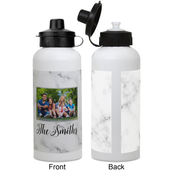 Family Photo and Name Aluminum Water Bottle - White APPROVAL