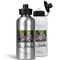 Family Photo and Name Aluminum Water Bottles - MAIN (white &silver)