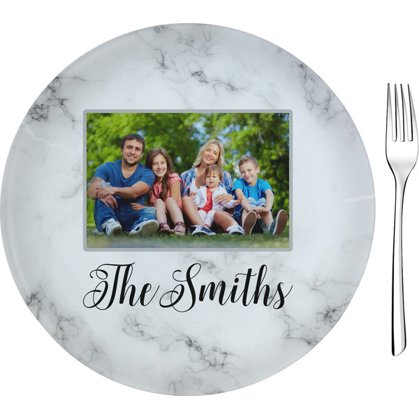 Custom Family Photo and Name Glass Appetizer / Dessert Plate 8" - Single