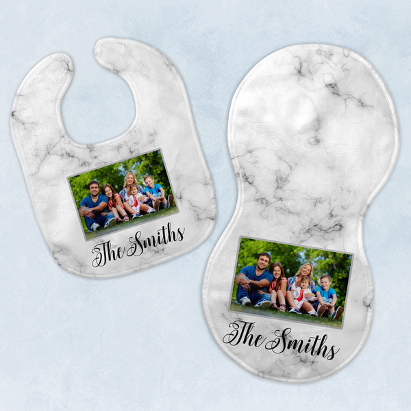 Custom Family Photo and Name Baby Bib & Burp Set
