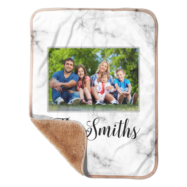 Custom Family Photo and Name Sherpa Baby Blanket - 30" x 40"