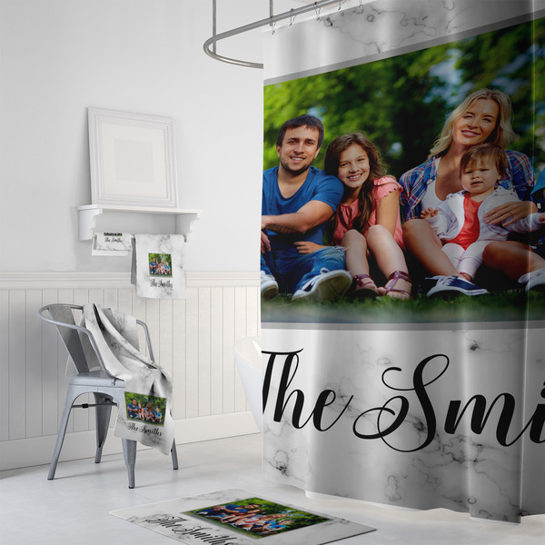 Family Photo and Name Bath Towel Sets - 3-Piece - In Context