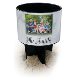 Family Photo and Name Black Beach Spiker Drink Holder