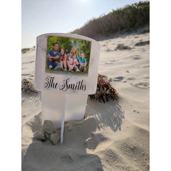Family Photo and Name Beach Spiker - White - At Beach