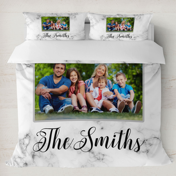 Custom Family Photo and Name Duvet Cover Set - King