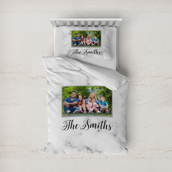 Custom Family Photo and Name Duvet Cover Set - Twin