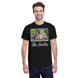 Family Photo and Name T-Shirt - Black
