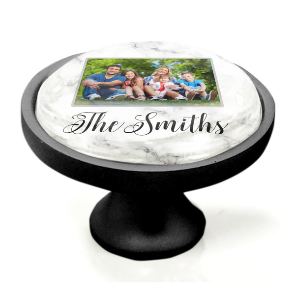Family Photo and Name Black Custom Cabinet Knob (Side)
