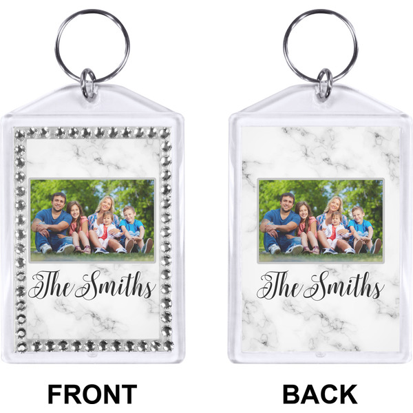 Family Photo and Name Bling Keychain (Front + Back)