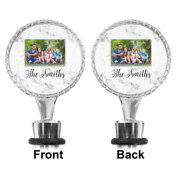 Family Photo and Name Bottle Stopper - Front and Back