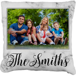 Family Photo and Name Faux-Linen Throw Pillow 18"