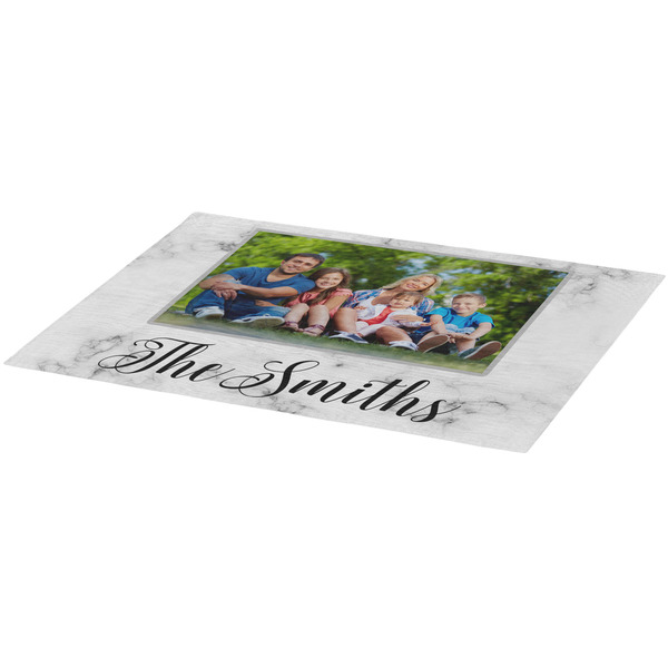 Family Photo and Name Burlap Placemat (Angle View)