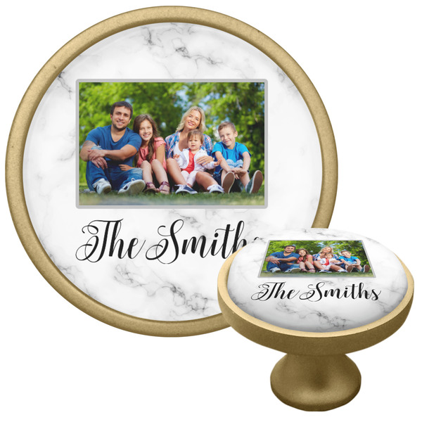 Custom Family Photo and Name Cabinet Knob - Gold