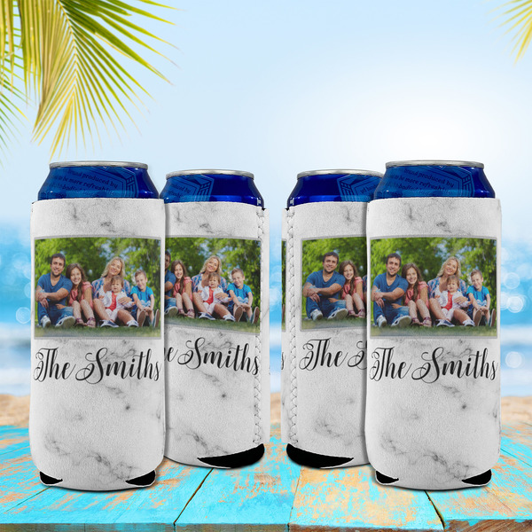 Family Photo and Name Can Cooler - 16oz - Set of 4 - In Context