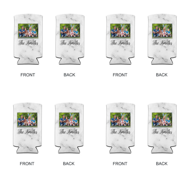 Family Photo and Name Can Cooler - Tall 12oz - Set of 4 - Front & Back