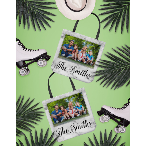 Family Photo and Name Canvas Tote Lifestyle Front and Back