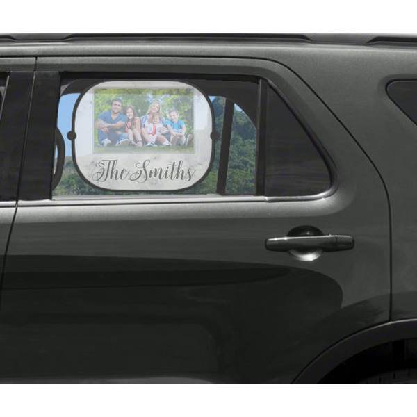 Family Photo and Name Car Sun Shade Black - In Car Window