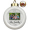 Family Photo and Name Ceramic Christmas Ornament - Poinsettias (Front View)