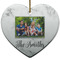 Family Photo and Name Ceramic Flat Ornament - Heart (Front)