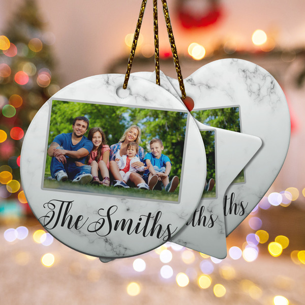 Custom Family Photo and Name Ceramic Ornament