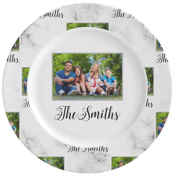 Custom Family Photo and Name Ceramic Dinner Plates - Set of 4